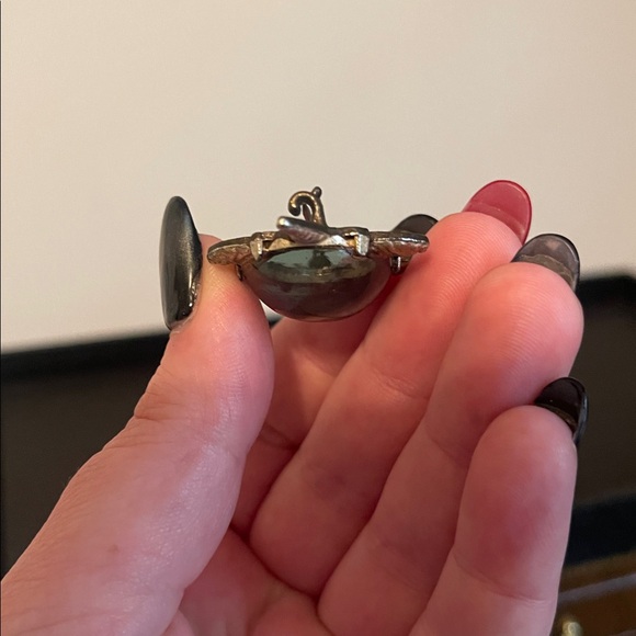 Antique C-Clasp Sterling Silver & Blown Glass Shell Turtle Brooch - Picture 6 of 9